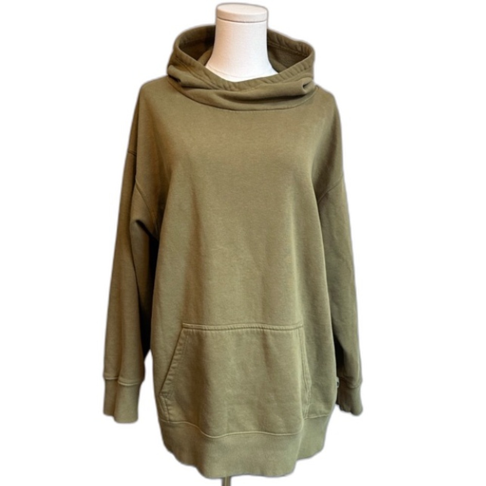 JoyLab Olive Green Oversized Funnel-Neck Pullover | SIZE M